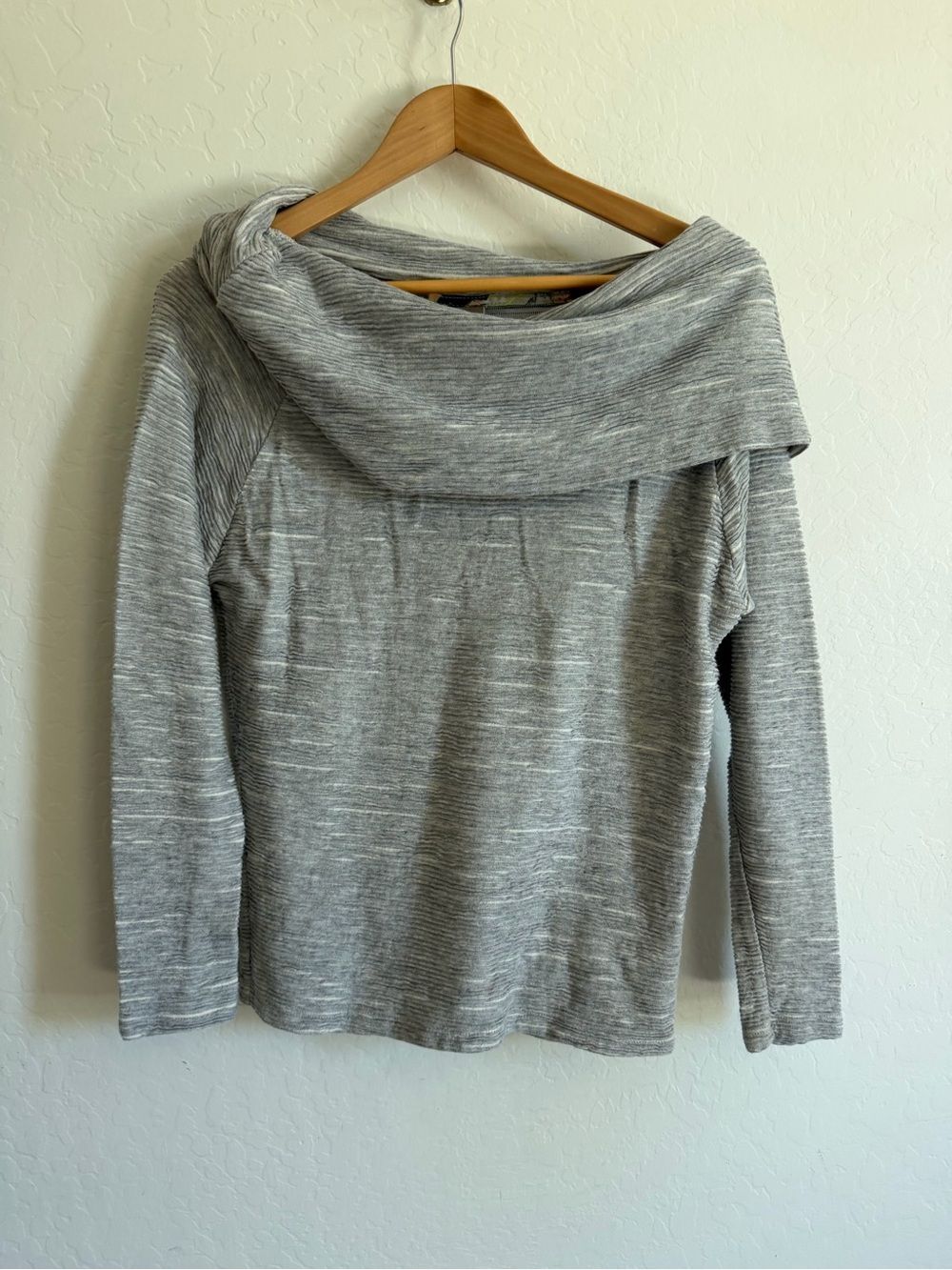 Dolan Left Coast Anthropologie Textured Asymmetric Cowl Neck Long Sleeve Top S
